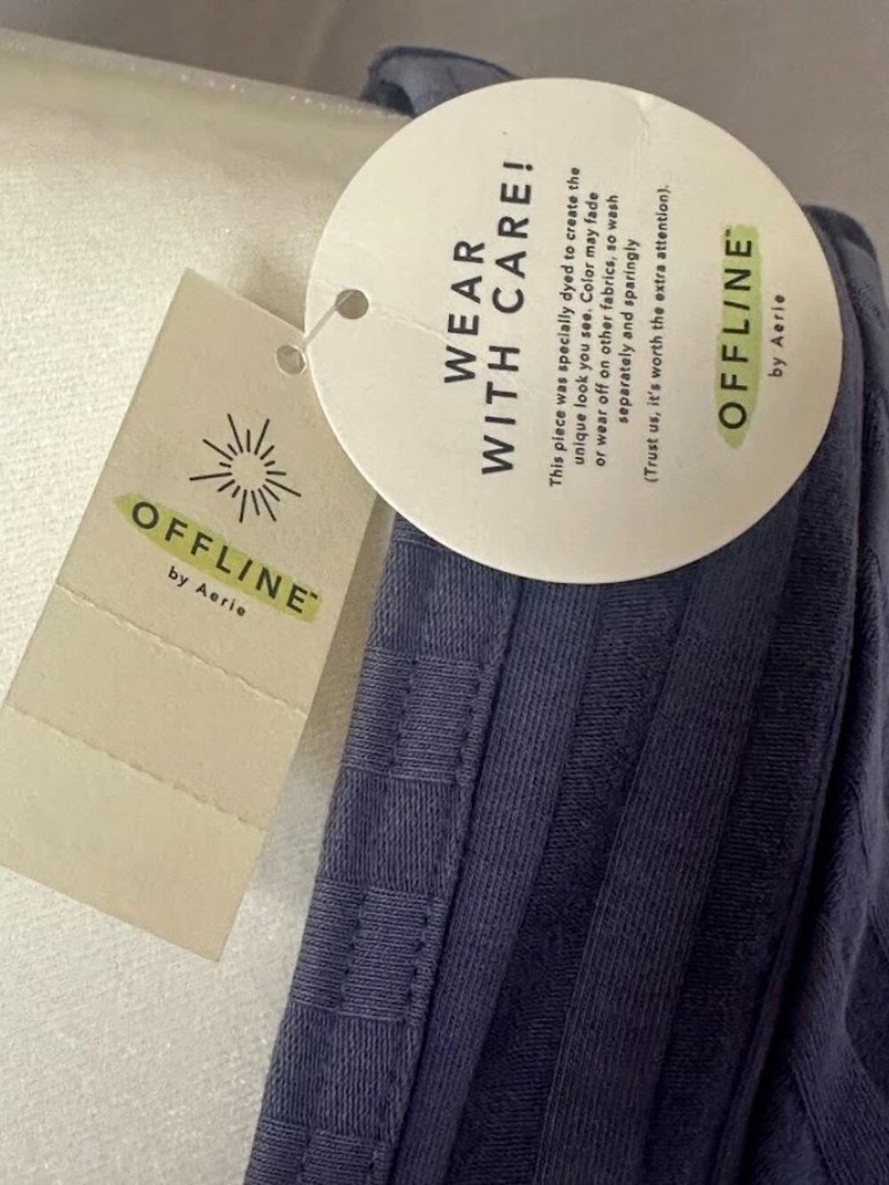Offline by Aerie Ribbed Cropped Tee Top Purple Blue Size M NWT Minimalist - Picture 5 of 7